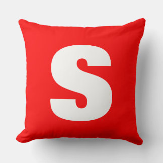 Initial Letter Monogram Modern Style Red White Cushion