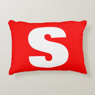 Initial Letter Monogram Modern Style Red White Decorative Cushion