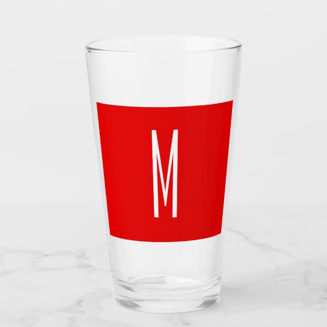 Initial Letter Monogram Modern Style Red White Glass (Front)