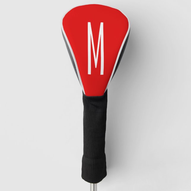 Initial Letter Monogram Modern Style Red White Golf Head Cover (Front)