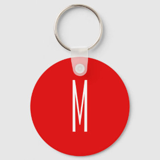 Initial Letter Monogram Modern Style Red White Key Ring
