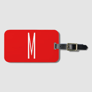 Initial Letter Monogram Modern Style Red White Luggage Tag