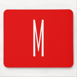 Initial Letter Monogram Modern Style Red White Mouse Mat