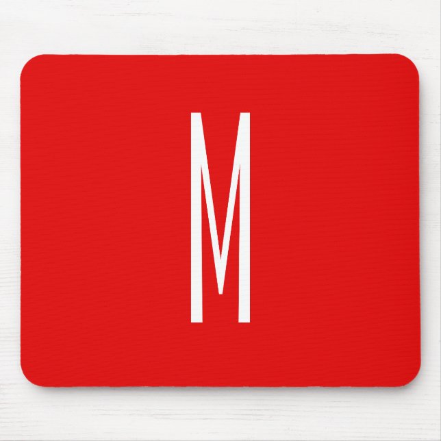 Initial Letter Monogram Modern Style Red White Mouse Mat (Front)