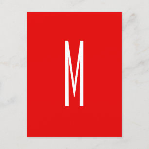 Initial Letter Monogram Modern Style Red White Postcard