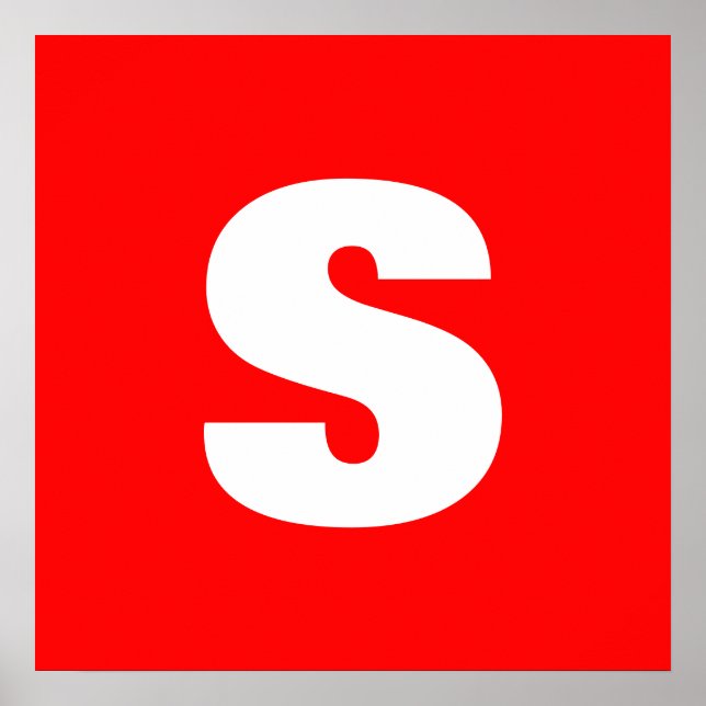 Initial Letter Monogram Modern Style Red White Poster (Front)