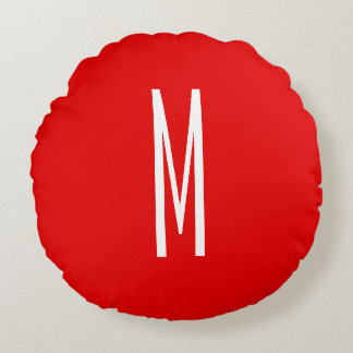 Initial Letter Monogram Modern Style Red White Round Cushion