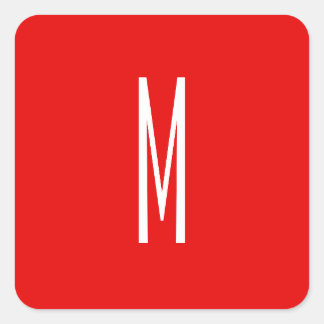 Initial Letter Monogram Modern Style Red White Square Sticker