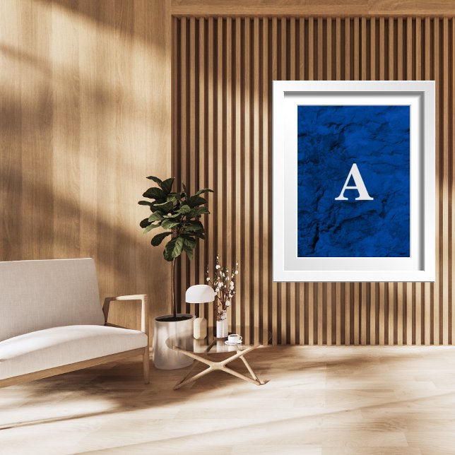 Initial Letter Monogram Modern Stylish Blue Poster (Creator Uploaded)