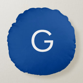 Initial Letter Monogram Modern Stylish Blue Round Cushion