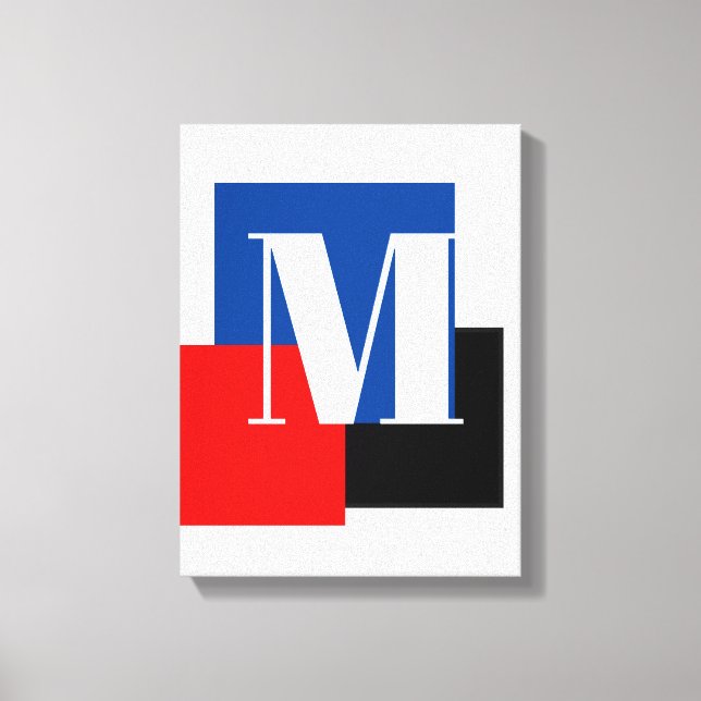 Initial Letter Monogram Modern Stylish Canvas Print (Front)