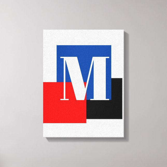 Initial Letter Monogram Modern Stylish Canvas Print (Front)