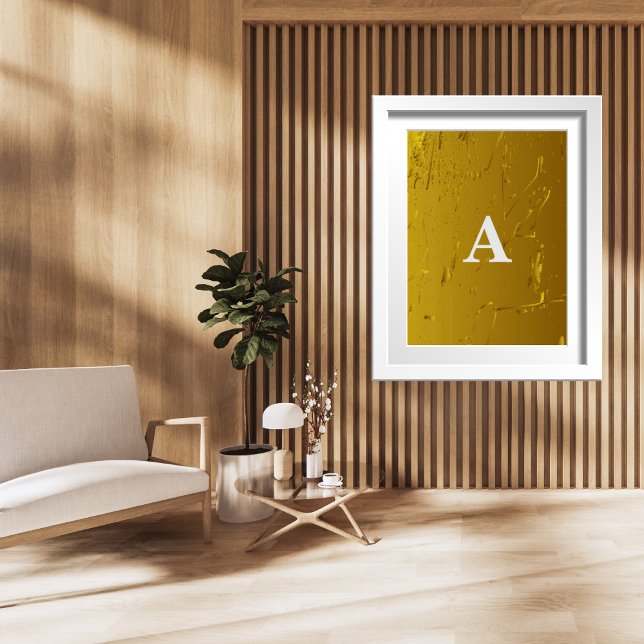 Initial Letter Monogram Modern Stylish Gold Bar Poster (Creator Uploaded)