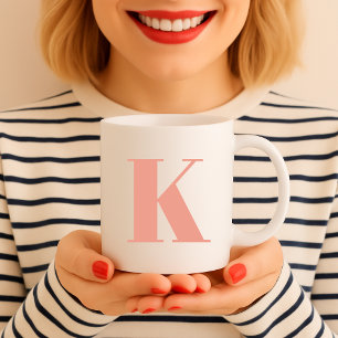 Initial Letter   Monogram Modern Stylish Peach Coffee Mug