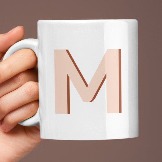 Initial Letter Monogram Modern Stylish Peach Coffee Mug (Creator Uploaded)
