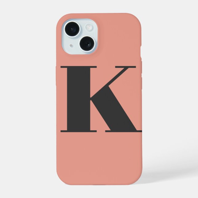 Initial Letter | Monogram Modern Stylish Peach iPhone 15 Case (Back)