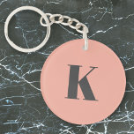 Initial Letter | Monogram Modern Stylish Peach Key Ring<br><div class="desc">Simple,  stylish custom initial letter monogram keychain in modern minimalist typography in dark grey on peach pink. A perfect custom gift or accessory with a personal touch!</div>