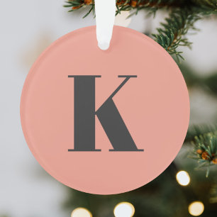 Initial Letter Monogram Modern Stylish Peach Ornament