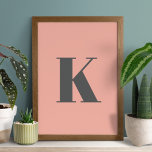 Initial Letter | Monogram Modern Stylish Peach Poster<br><div class="desc">Simple,  stylish custom initial letter monogram poster print in modern minimalist typography in dark grey on peach pink. A perfect custom gift or accessory with a personal touch!</div>