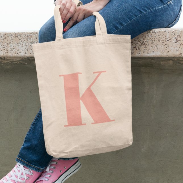 Initial Letter | Monogram Modern Stylish Peach Tote Bag (Creator Uploaded)
