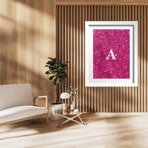 Initial Letter Monogram Modern Stylish Pink Poster