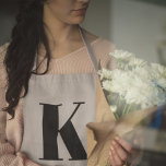 Initial Letter | Monogram Modern Stylish Trendy Apron<br><div class="desc">Simple,  stylish custom initial letter monogram apron in modern minimalist typography in black on a putty grey background. A perfect custom gift or fashion accessory with a personal touch!</div>