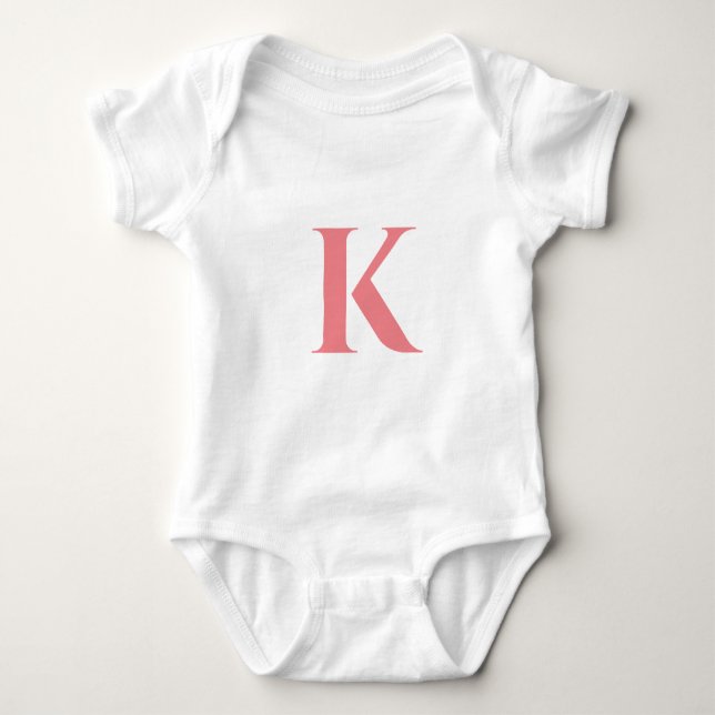 Initial Letter | Monogram Modern Stylish Trendy Baby Bodysuit (Front)
