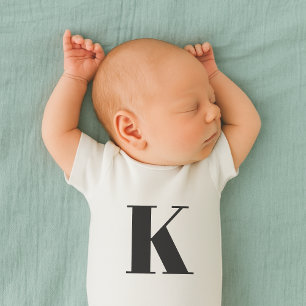 Initial Letter   Monogram Modern Stylish Trendy Baby Bodysuit