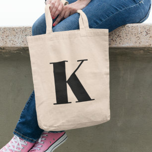Initial Letter Monogram Modern Stylish Trendy Tote Bag
