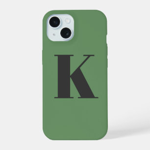 Initial Letter Monogram Modern Trendy Sage Green iPhone 15 Case