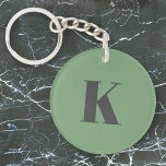 Initial Letter | Monogram Modern Trendy Sage Green Key Ring<br><div class="desc">Simple,  stylish custom initial letter monogram keychain in modern minimalist typography in dark grey on sage green. A perfect custom gift or accessory with a personal touch!</div>