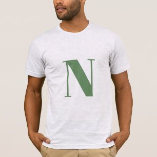 Initial Letter Monogram Modern Trendy Sage Green T-Shirt