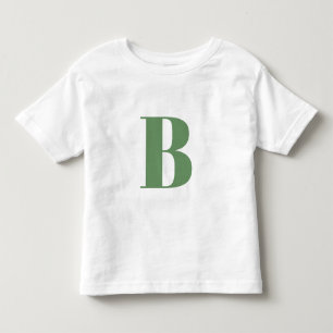 Initial Letter   Monogram Modern Trendy Sage Green Toddler T-Shirt