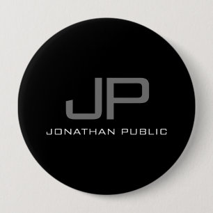 Initial Letter Monogram Name Black Template Huge 10 Cm Round Badge