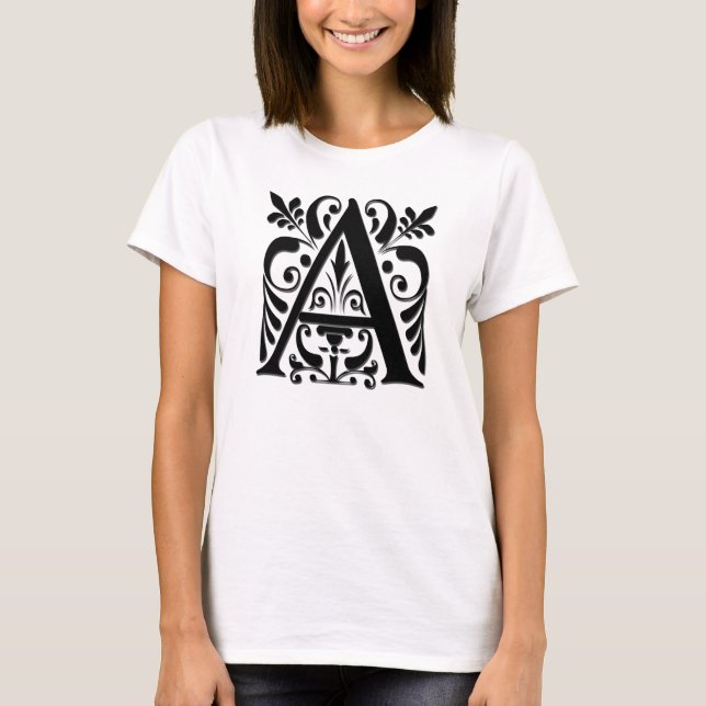 Initial letter Monogram - paper cut style T-Shirt (Front)