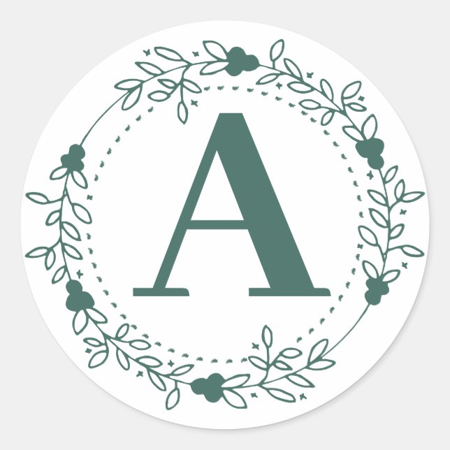 Initial Letter Monogram Personalised Classic Round Sticker (Front)