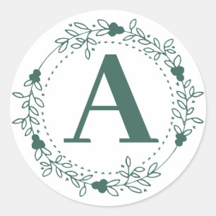 Initial Letter Monogram Personalised Classic Round Sticker