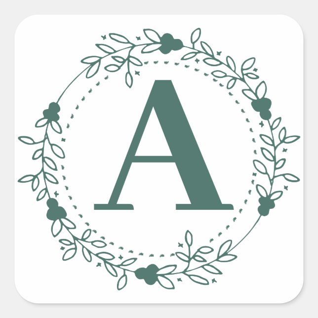 Initial Letter Monogram Personalised Square Sticker (Front)
