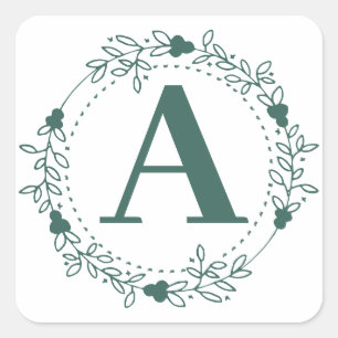 Initial Letter Monogram Personalized Square Sticker