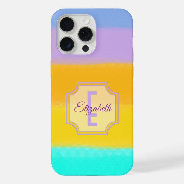Initial Letter Monogram Rainbow Brushstrokes iPhone Case (Back)