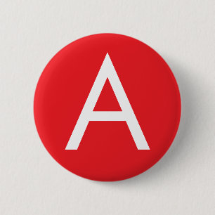 Initial Letter Monogram Red White Plain Modern 6 Cm Round Badge