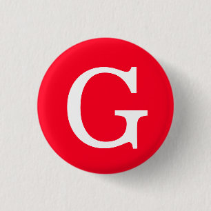 Initial Letter Monogram Red White Plain Simple 3 Cm Round Badge