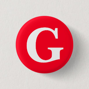Initial Letter Monogram Red White Plain Simple 3 Cm Round Badge