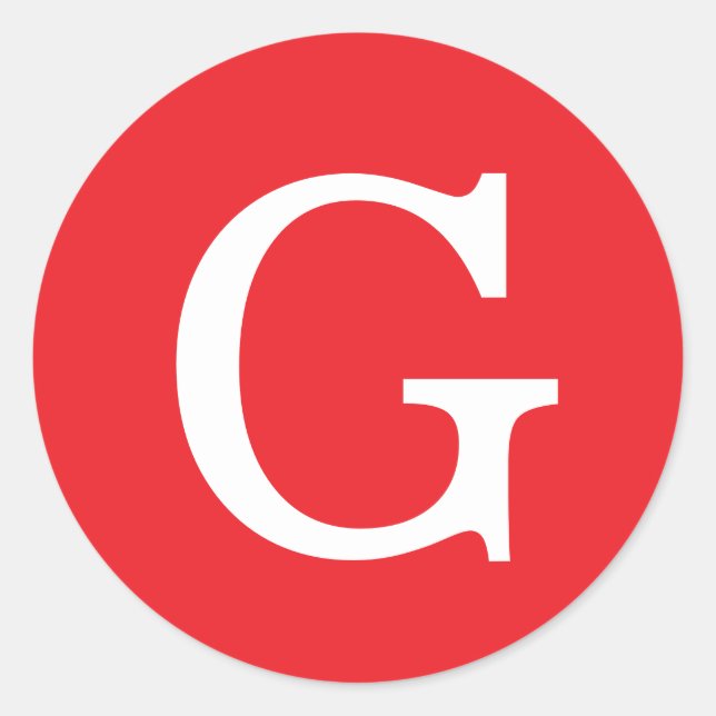 Initial Letter Monogram Red White Plain Simple Classic Round Sticker (Front)