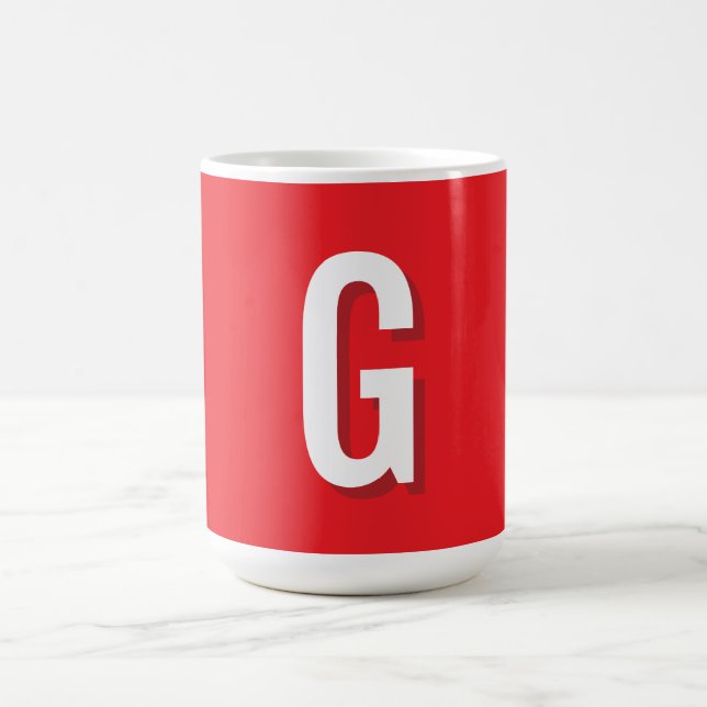 Initial Letter Monogram Red White Plain Simple Coffee Mug (Center)