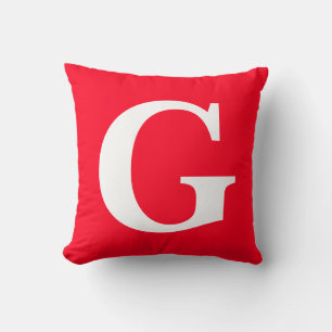 Initial Letter Monogram Red White Plain Simple Cushion