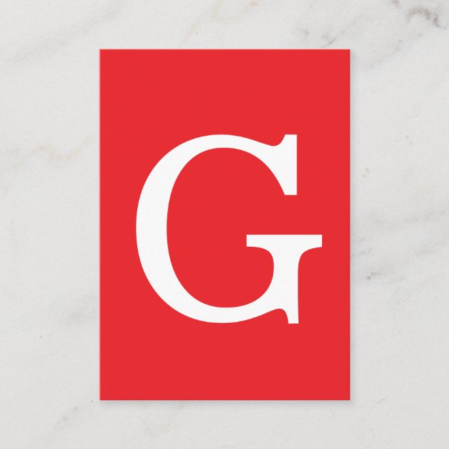 Initial Letter Monogram Red White Plain Simple Enclosure Card (Front)