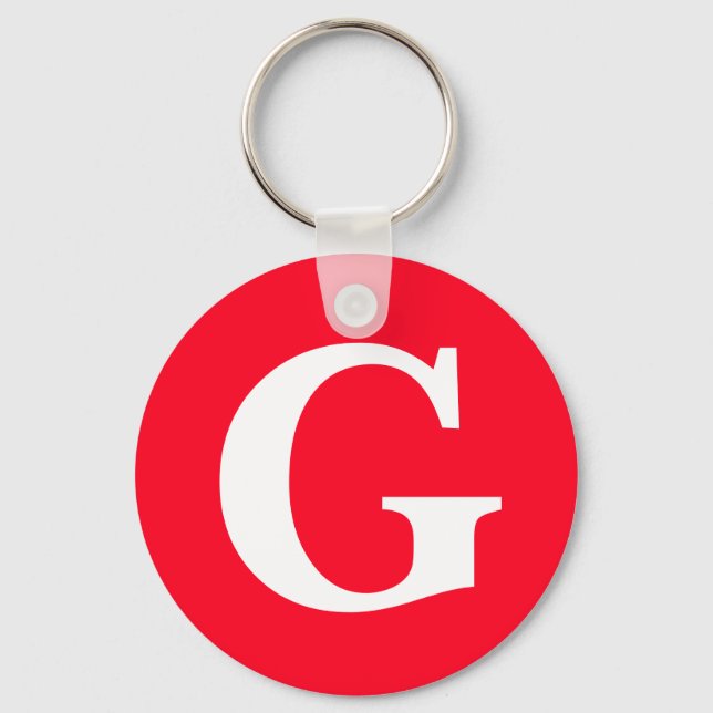 Initial Letter Monogram Red White Plain Simple Key Ring (Front)