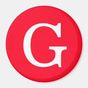 Initial Letter Monogram Red White Plain Simple Magnet