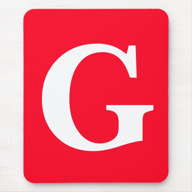 Initial Letter Monogram Red White Plain Simple Mouse Mat (Front)